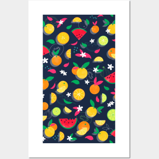 Juicy Summer Fruit Watercolor Posters and Art